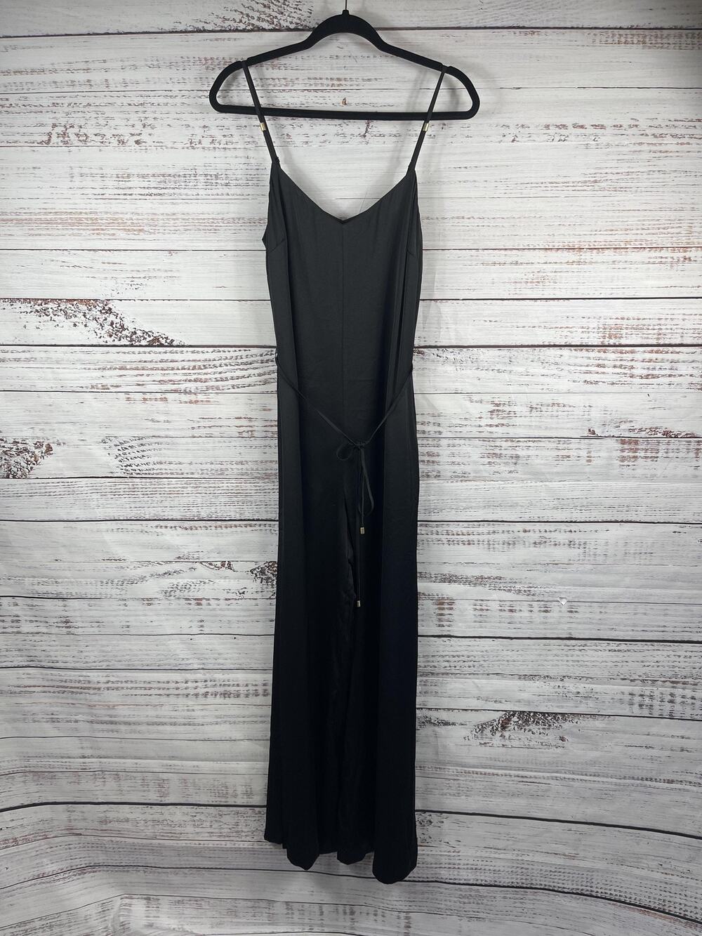 DKNY Jumpsuit Women's Small Black Sleeveless Wide Leg Tie Waist Dressy B3880030